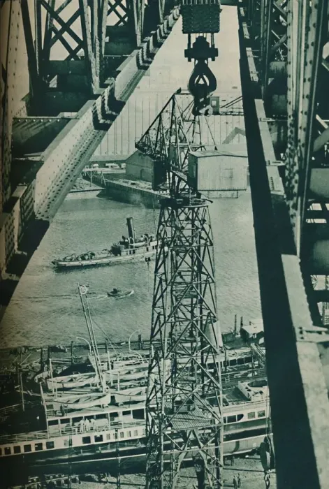 Framed Print : Seen from a crane, the River Clyde has appearance of a long narrow dock basin, 1937 Framed Print : Seen from a crane, the River Clyde has appearance of a long narrow dock basin, 1937