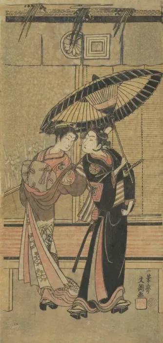 Framed Print : Segawa Kikunojo II as a Girl and Ichikawa Tomiyeimon?, ca. 1770. Creator: Ippitsusai Buncho Framed Print : Segawa Kikunojo II as a Girl and Ichikawa Tomiyeimon?, ca. 1770. Creator: Ippitsusai Buncho