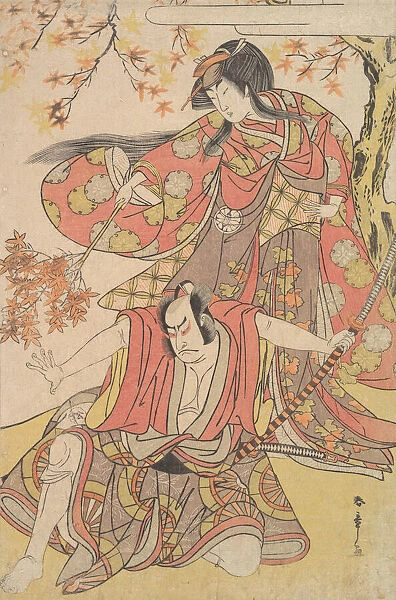 Segawa Kikunojo III as a Woman Standing under a Maple Tree in the Autumn, ca. 1778. ca. 1778. Creator: Shunsho