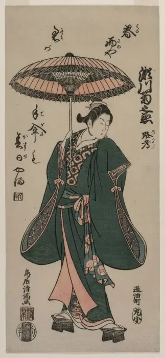 Framed Print : Segawa Kikunojo (Roko) Holding an Umbrella, c. early 1760s. Creator: Torii Kiyomitsu (Japanese Framed Print : Segawa Kikunojo (Roko) Holding an Umbrella, c. early 1760s. Creator: Torii Kiyomitsu (Japanese