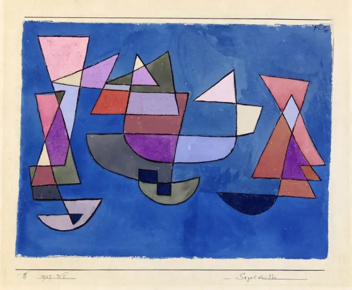 Framed Print : Segelschiffe (Bateaux a voile), 1927. Creator: Klee, Paul (1879-1940)
