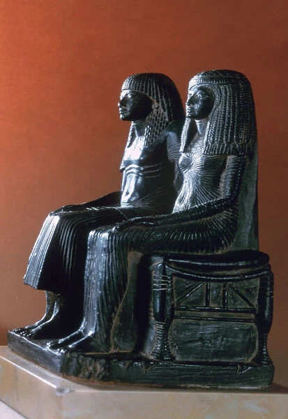 A seigneurial couple in ceremonial clothes, New Kingdom, Egyptian, 19th Dynasty
