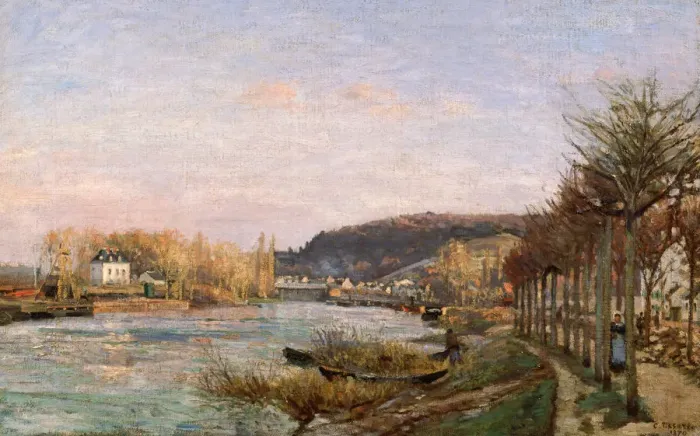 Framed Print : The Seine at Bougival, 1870. Artist: Pissarro, Camille (1830-1903) Framed Print : The Seine at Bougival, 1870. Artist: Pissarro, Camille (1830-1903)