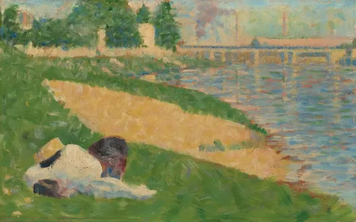 Framed Print : The Seine with Clothing on the Bank (Study for Bathers at Asnieres') Framed Print : The Seine with Clothing on the Bank (Study for Bathers at Asnieres')