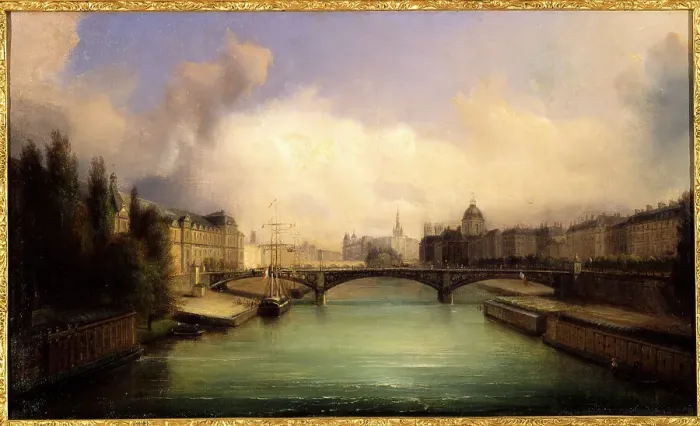 Framed Print : The Seine and Ile de la Cite, seen from Pont Royal, 1855. Creator: Francois-Edme Ricois Framed Print : The Seine and Ile de la Cite, seen from Pont Royal, 1855. Creator: Francois-Edme Ricois