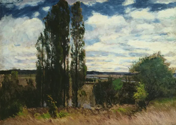 Framed Print : Seine. Landscape with Poplars, 1877. Creator: Carl Fredrik Hill Framed Print : Seine. Landscape with Poplars, 1877. Creator: Carl Fredrik Hill