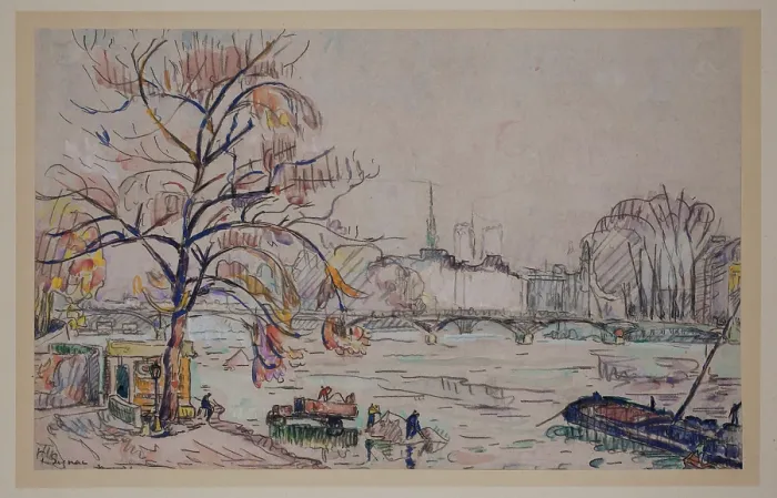 Framed Print : The Seine, between late 19th and early 20th century. Creator: Paul Signac Framed Print : The Seine, between late 19th and early 20th century. Creator: Paul Signac