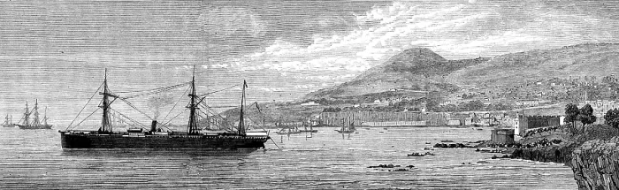 Framed Print : The Seine laying the land end of the Brazilian Submarine Cable at Madeira, 1873. Creator: Unknown Framed Print : The Seine laying the land end of the Brazilian Submarine Cable at Madeira, 1873. Creator: Unknown