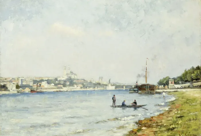 Framed Print : The Seine, in Passy, c1880. Creator: Stanislas Lepine Framed Print : The Seine, in Passy, c1880. Creator: Stanislas Lepine