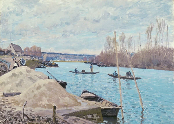 The Seine at Port-Marly, Piles of Sand, 1875. Creator: Alfred Sisley