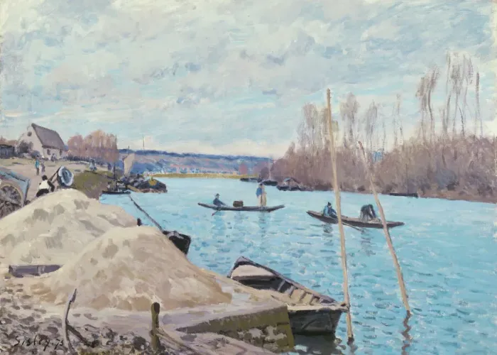 Framed Print : The Seine at Port-Marly, Piles of Sand, 1875. Creator: Alfred Sisley Framed Print : The Seine at Port-Marly, Piles of Sand, 1875. Creator: Alfred Sisley
