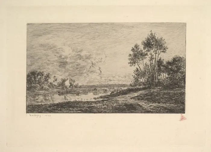 Framed Print : The Seine at Port-Maurin, 1870. Creator: Charles Francois Daubigny Framed Print : The Seine at Port-Maurin, 1870. Creator: Charles Francois Daubigny