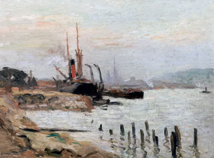 Framed Print : The Seine River at Rohen, c1898-1942. Artist: Narcisse Guilbert Framed Print : The Seine River at Rohen, c1898-1942. Artist: Narcisse Guilbert