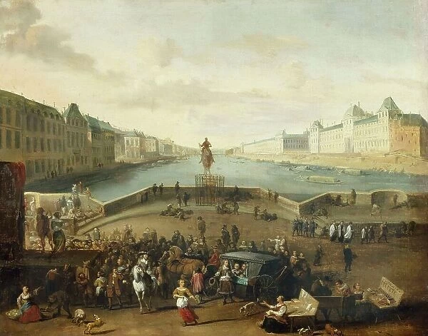 The Seine seen from the Pont-Neuf, around 1665, current 1st arrondissement. Statue... c1665-1669. Creator: Hendrik Mommers