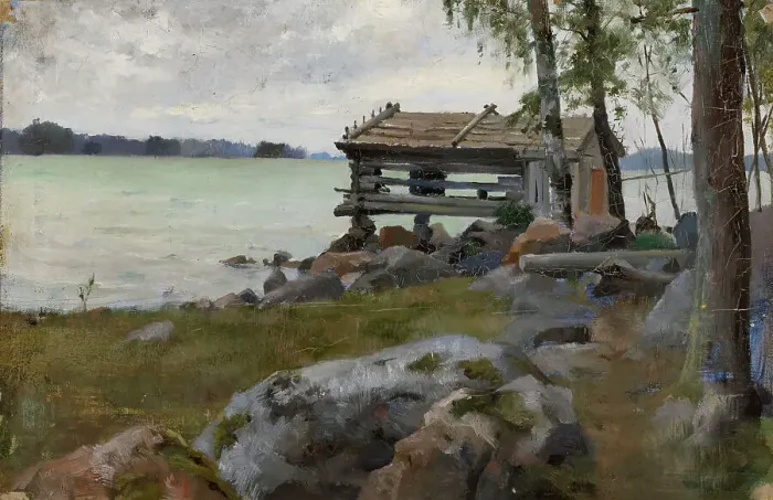 Framed Print : Seine Shed, study for Divine Service in the Uusimaa Archipelago, 1881. Creator: Albert Edelfelt Framed Print : Seine Shed, study for Divine Service in the Uusimaa Archipelago, 1881. Creator: Albert Edelfelt