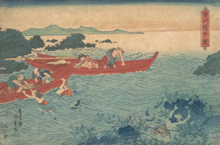 Framed Print : Seishu Awabi-tori no Zu, ca. 1840. ca. 1840. Creator: Utagawa Kunisada Framed Print : Seishu Awabi-tori no Zu, ca. 1840. ca. 1840. Creator: Utagawa Kunisada