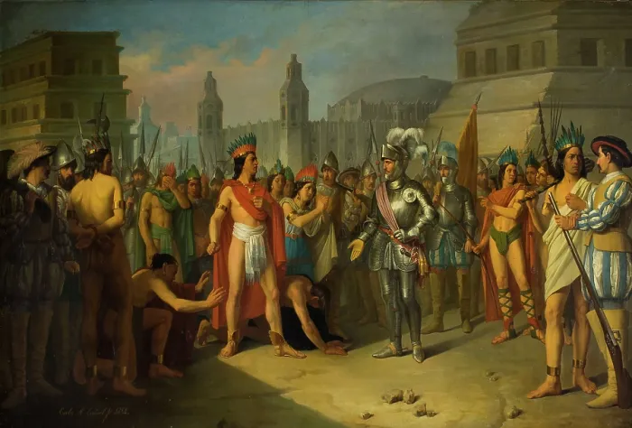 Framed Print : Seizing of Cuauhtemoc, last Emperor of Mexico, 1854. Creator: Esquivel y Rivas, Carlos Maria (1830-1867) Framed Print : Seizing of Cuauhtemoc, last Emperor of Mexico, 1854. Creator: Esquivel y Rivas, Carlos Maria (1830-1867)