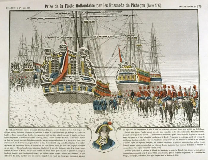 Framed Print : Seizure of the Dutch Fleet by the troops of Pichegru, January, 1795, (19th century) Framed Print : Seizure of the Dutch Fleet by the troops of Pichegru, January, 1795, (19th century)