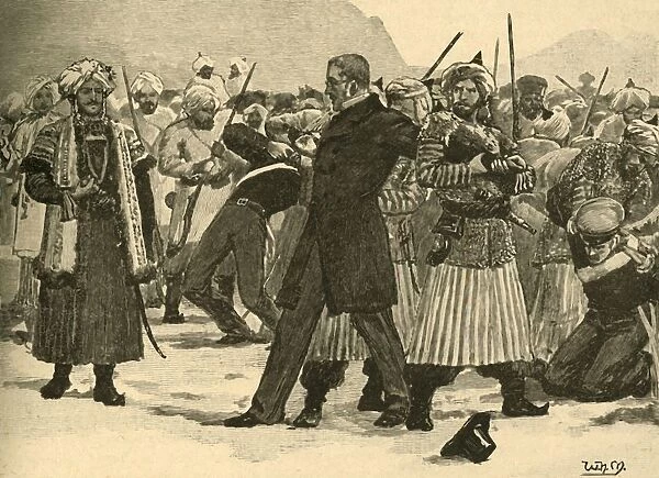 Seizure of Sir William Macnaghten by Akbar Khan, Afghanistan, 1841 (c1890). Creator: Unknown