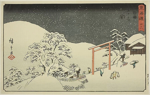 Seki-No. 48, from the series 'Fifty-three Stations of the Tokaido (Tokaido gojusan... c. 1847 / 52. Creator: Ando Hiroshige. Seki-No. 48, from the series 'Fifty-three Stations of the Tokaido (Tokaido gojusan... c. 1847 / 52)