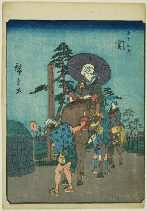 Framed Print : Seki, from the series Fifty-three Stations [of the Tokaido] (Gojusan tsugi), also known... 1852. Creator: Ando Hiroshige. Seki, from the series Fifty-three Stations [of the Tokaido] (Gojusan tsugi), also known... 1852