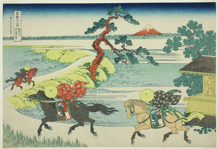 Framed Print : Sekiya Village on the Sumida River (Sumidagawa Sekiya no sato), from the... c. 1830 / 33. Creator: Hokusai Framed Print : Sekiya Village on the Sumida River (Sumidagawa Sekiya no sato), from the... c. 1830 / 33. Creator: Hokusai
