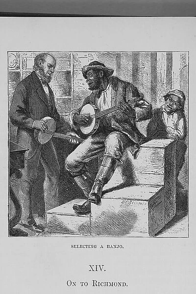 Selecting a banjo; [Richmond, Virginia], 1882. Creator: Unknown
