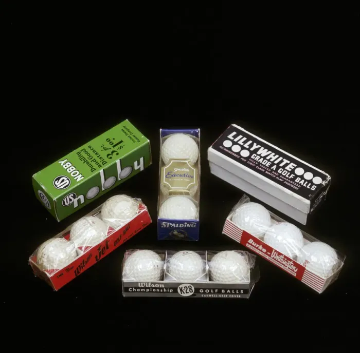 Framed Print : Selection of golf balls in their packaging, mid 20th century. Artist: Wilson Sporting Goods Framed Print : Selection of golf balls in their packaging, mid 20th century. Artist: Wilson Sporting Goods