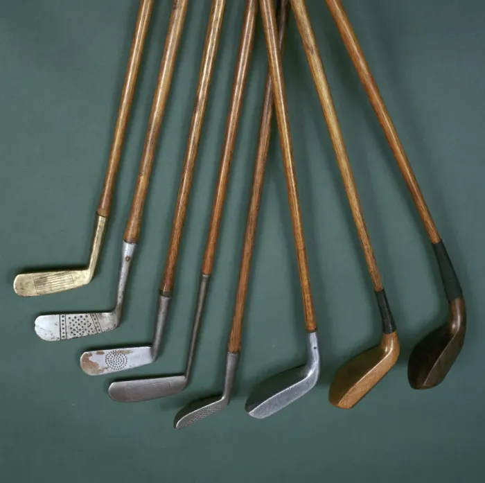 Framed Print : Selection of putters with different faces, c1880-c1930. Artist: J & D Clark Framed Print : Selection of putters with different faces, c1880-c1930. Artist: J & D Clark