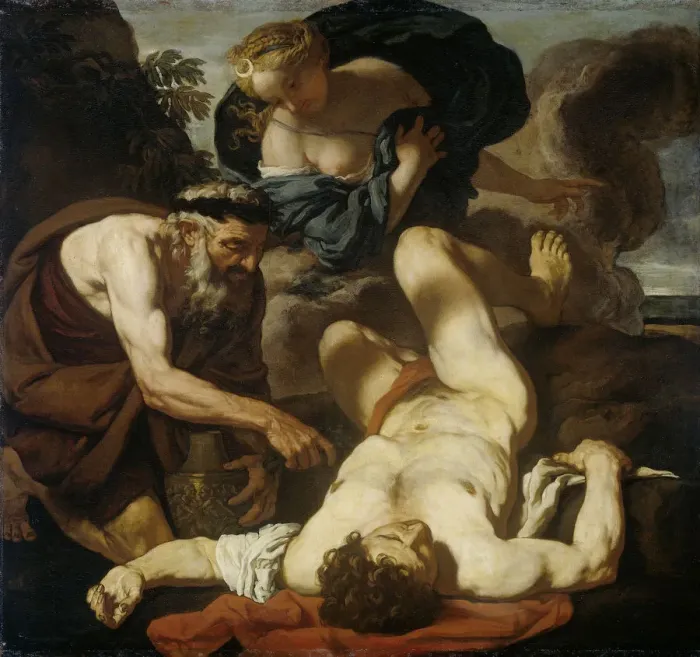 Framed Print : Selene and Endymion (The Death of Orion), 1660s-1670s. Artist: Loth, Johann Karl (1632-1698) Framed Print : Selene and Endymion (The Death of Orion), 1660s-1670s. Artist: Loth, Johann Karl (1632-1698)