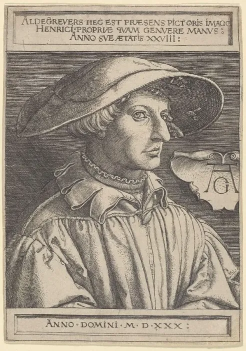 Framed Print : Self-portrait, 1530. Creator: Aldegrever, Heinrich (1502-1560) Framed Print : Self-portrait, 1530. Creator: Aldegrever, Heinrich (1502-1560)