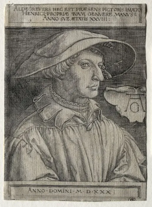 Framed Print : Self-Portrait, 1530. Creator: Heinrich Aldegrever (German, 1502-1555 / 61) Framed Print : Self-Portrait, 1530. Creator: Heinrich Aldegrever (German, 1502-1555 / 61)