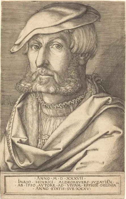 Framed Print : Self-Portrait, 1537. Creator: Heinrich Aldegrever Framed Print : Self-Portrait, 1537. Creator: Heinrich Aldegrever