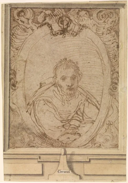 Framed Print : Self-portrait, 1580s. Artist: Carracci, Annibale (1560-1609) Framed Print : Self-portrait, 1580s. Artist: Carracci, Annibale (1560-1609)