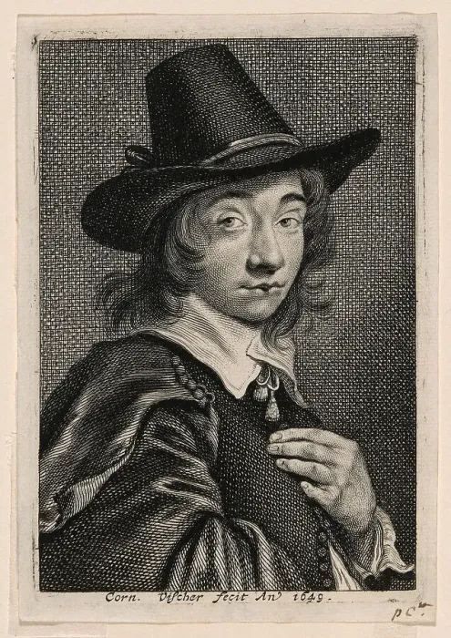 Framed Print : Self-Portrait, 1649. Creator: Cornelis de Visscher Framed Print : Self-Portrait, 1649. Creator: Cornelis de Visscher