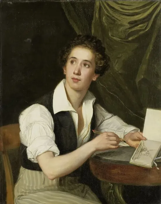 Framed Print : Self-Portrait, 1824-1826. Creator: Charles Louis Saligo Framed Print : Self-Portrait, 1824-1826. Creator: Charles Louis Saligo