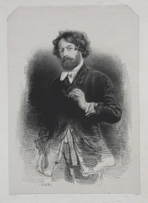 Framed Print : Self-Portrait, 1842. Creator: Paul Gavarni (French, 1804-1866) Framed Print : Self-Portrait, 1842. Creator: Paul Gavarni (French, 1804-1866)