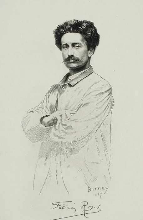 Framed Print : Self-portrait, 1887. Creator: Rops, Felicien (1833-1898) Framed Print : Self-portrait, 1887. Creator: Rops, Felicien (1833-1898)