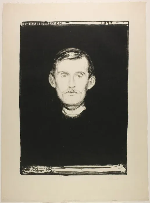 Framed Print : Self-Portrait, 1895. Creator: Edvard Munch Framed Print : Self-Portrait, 1895. Creator: Edvard Munch