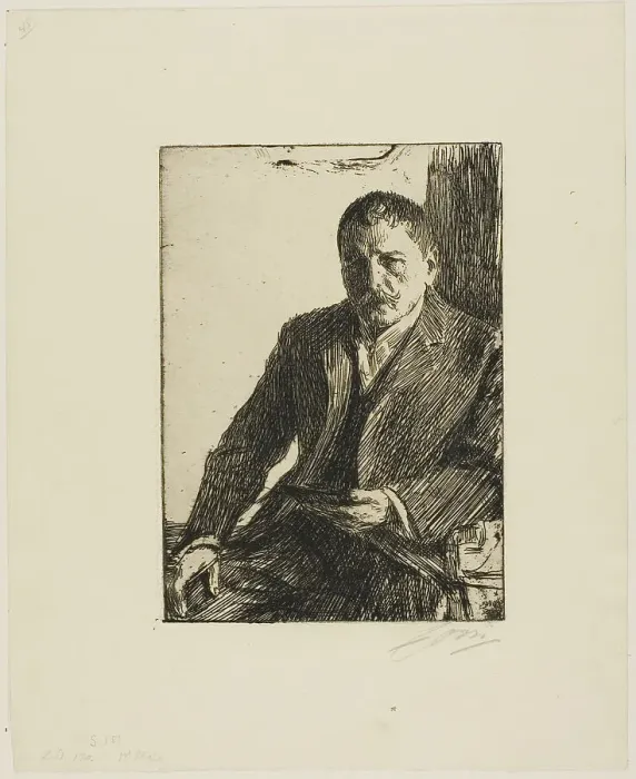 Framed Print : Self-Portrait 1904 II, 1904. Creator: Anders Leonard Zorn Framed Print : Self-Portrait 1904 II, 1904. Creator: Anders Leonard Zorn