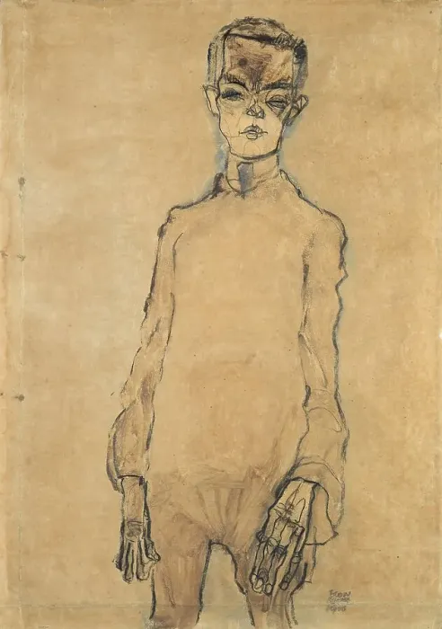 Framed Print : Self-Portrait, 1910. Creator: Egon Schiele Framed Print : Self-Portrait, 1910. Creator: Egon Schiele