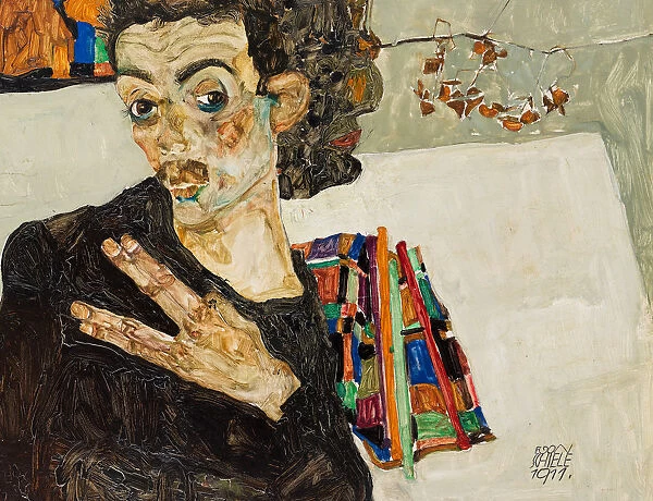 Self-Portrait, 1911. Creator: Schiele, Egon (1890-1918)