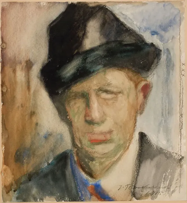 Framed Print : Self-Portrait, 1915. Creator: Jalmari Ruokokoski