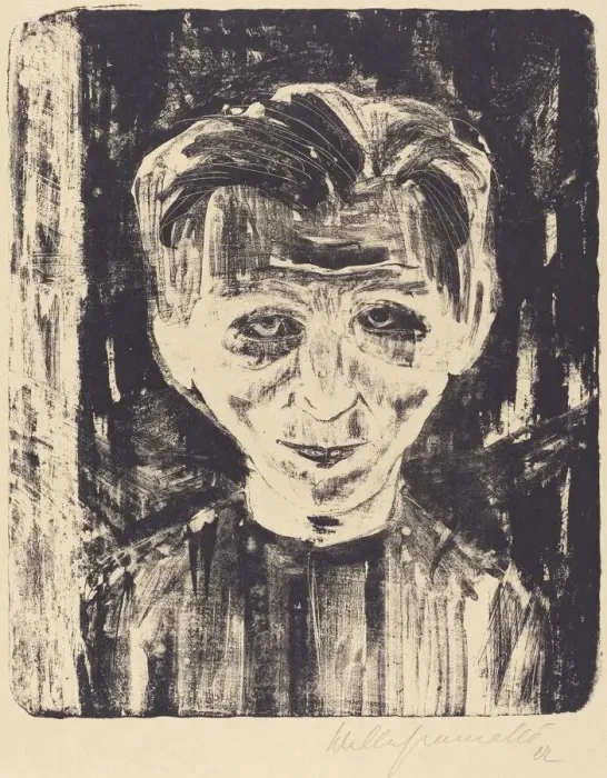 Framed Print : Self-Portrait, 1922. Creator: Walter Gramatté Framed Print : Self-Portrait, 1922. Creator: Walter Gramatté