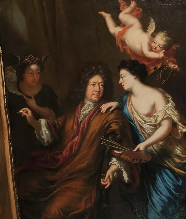 Framed Print : Self portrait with Allegories, 1691. Creator: David Klocker Ehrenstrahl Framed Print : Self portrait with Allegories, 1691. Creator: David Klocker Ehrenstrahl
