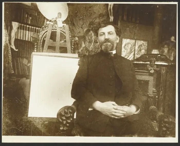 Framed Print : Self-Portrait of Alphonse-Marie Mucha, negative about 1900; print about 1980. Creator: Alphonse Mucha Framed Print : Self-Portrait of Alphonse-Marie Mucha, negative about 1900; print about 1980. Creator: Alphonse Mucha