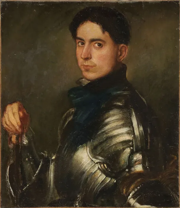 Framed Print : Self-portrait with armour, 1902. Creator: Spadini; Armando (1883-1925) Framed Print : Self-portrait with armour, 1902. Creator: Spadini; Armando (1883-1925)
