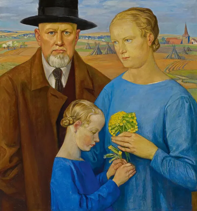 Framed Print : Self-portrait of the artist with his family. Creator: Schiestl, Rudolf (1878-1931) Framed Print : Self-portrait of the artist with his family. Creator: Schiestl, Rudolf (1878-1931)