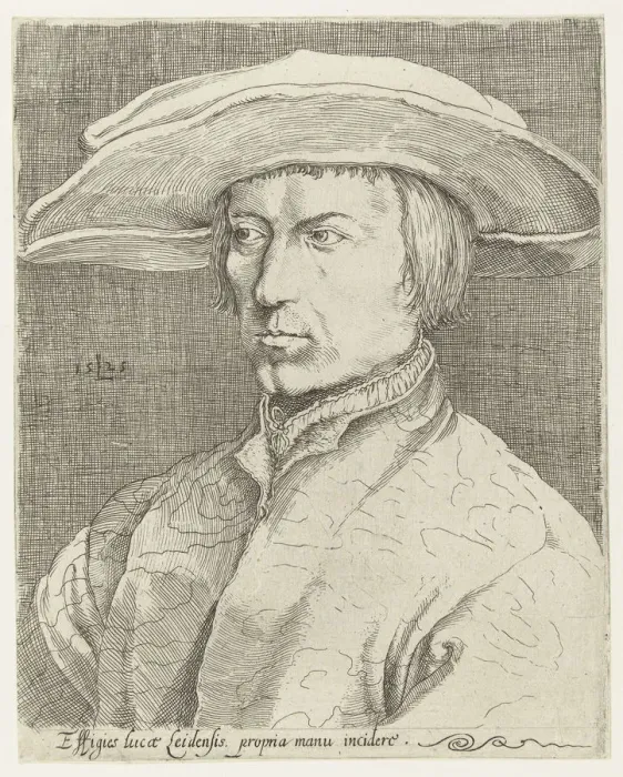 Framed Print : Self-Portrait. Artist: Leyden, Lucas, van (1489 / 94-1533) Framed Print : Self-Portrait. Artist: Leyden, Lucas, van (1489 / 94-1533)