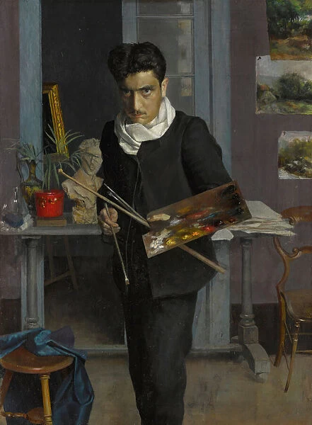 Self-portrait of the artist in his studio, 1898. Creator: Romero de Torres